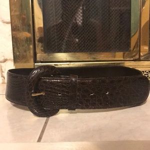 Vintage brown alligator skin belt